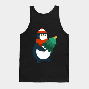 Penguin with Christmas tree Tank Top